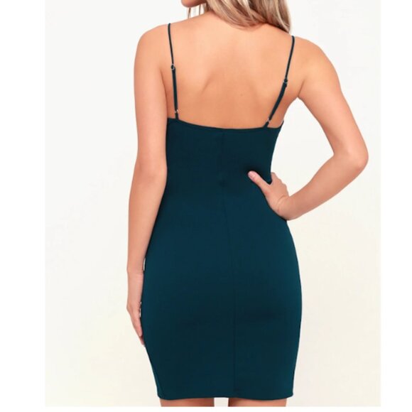 Lulu's Dark Teal Sexy Cutout Mini Dress Size Medium NWT - Picture 2 of 10